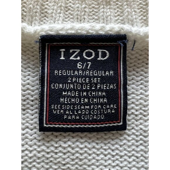 IZOD Boy's 2 Piece Cable Knit Sweater with Multi Color Button Up Shirt Sz: 6/7 - Picture 3 of 16